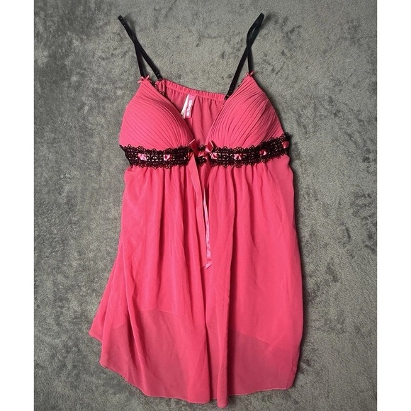La Vie En Rose Other - Hot Pink Black Cosmopolitan Babydoll Top Lingerie Camisole Romantic Coquette‎ L